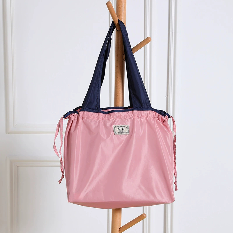 Foldable Reusable Grocery Bag Waterproof Eco Friendly Drawstring Shopping Tote