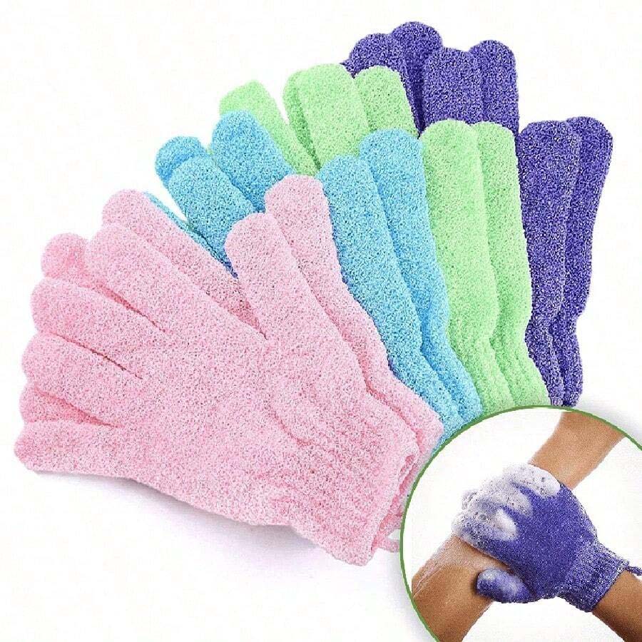 Reversible Exfoliating Shower Gloves - Dual-Sided Body Scrub Gloves for Cleansing & Back Scrubbing