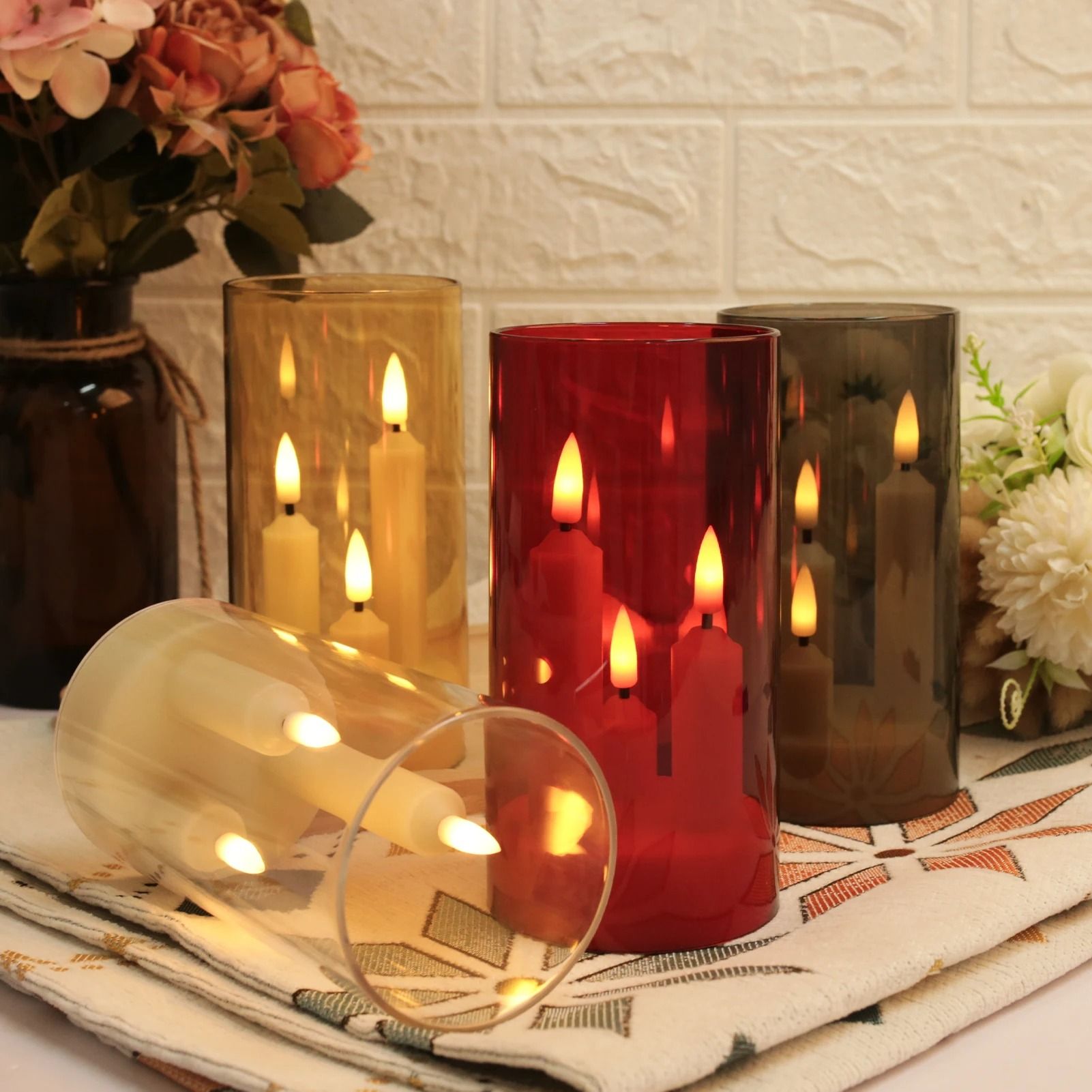 Flameless LED Window Candle with Lampshade