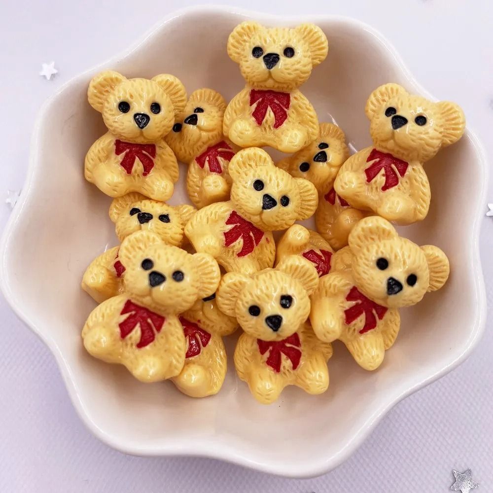 Kawaii Bear Figurines Resin Craft Embellishments Mini Bear Decorations Set