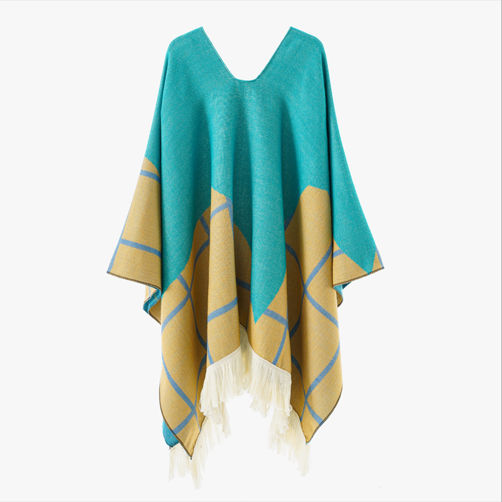 Unisex Cool Fashion Cowboy West Style Pullover Cape, Soft Acrylic Cashmere Poncho, Long Wrap Cloak Overcoat, All Season