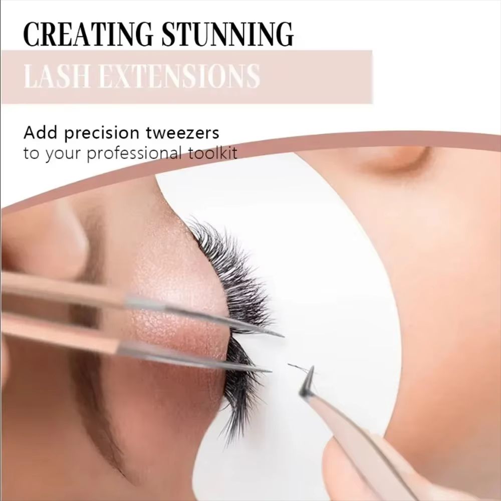 Premium Stainless Steel Eyelash Extension Tweezers Rose Gold
