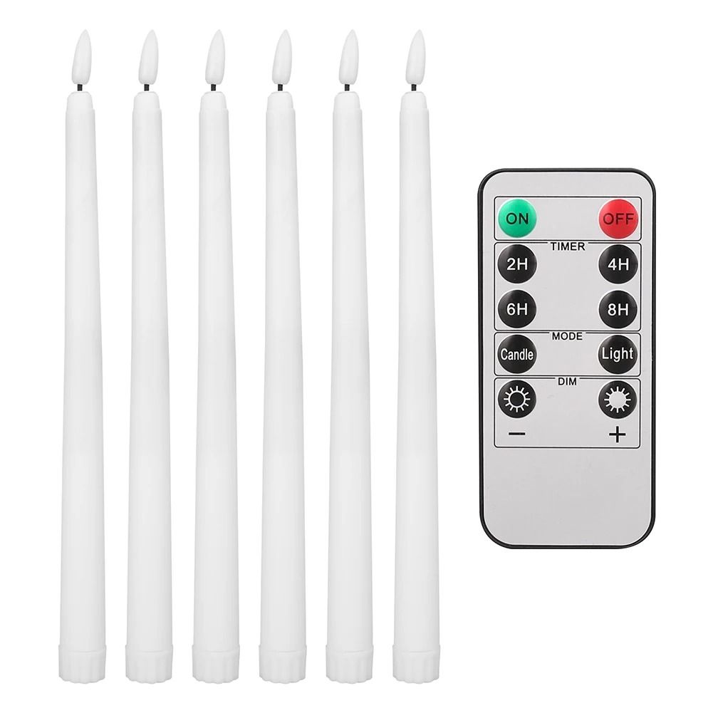 Flameless Taper Candles Set Timer Remote Flickering 6 to 24 Pieces