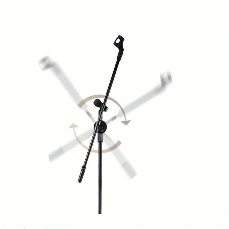 Tripod Boom Microphone Stand with Adjustable Arms and Mic Clip