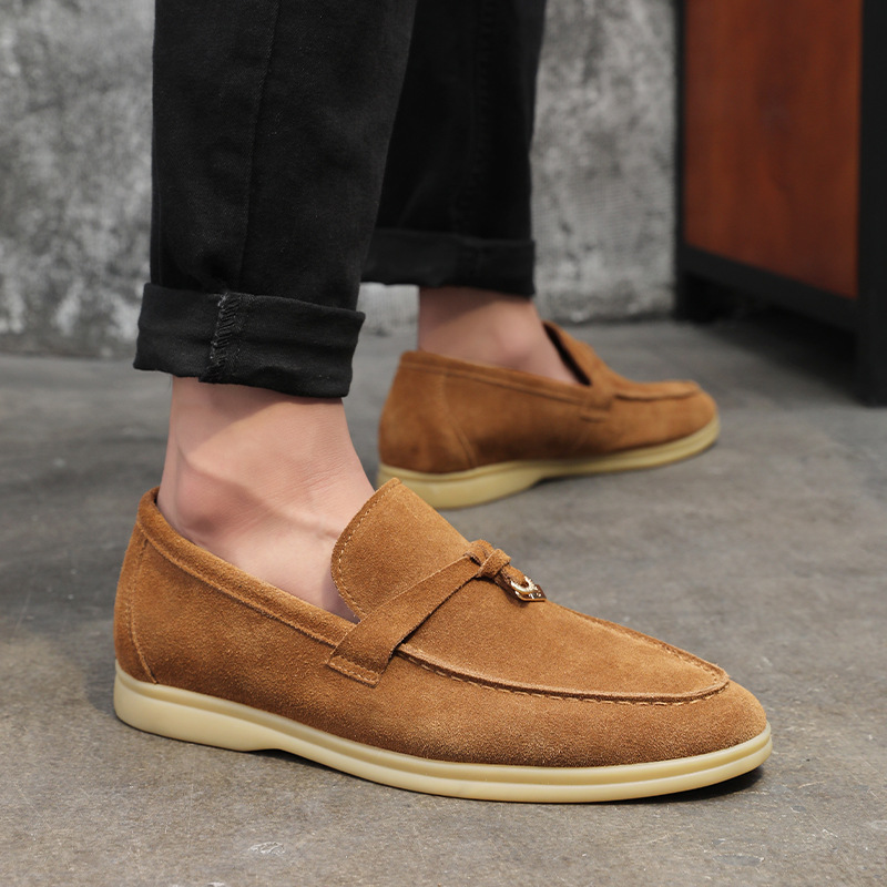 Mens Genuine Suede Leather Loafers, Classic British Tassel Moccasins & Fashion Casual Driving Shoes for Men