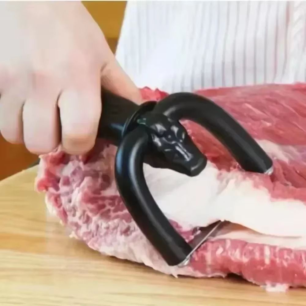 Handheld Beef and Pork Slicer with Fat Trimmer – BBQ and Kitchen Cooking Tool