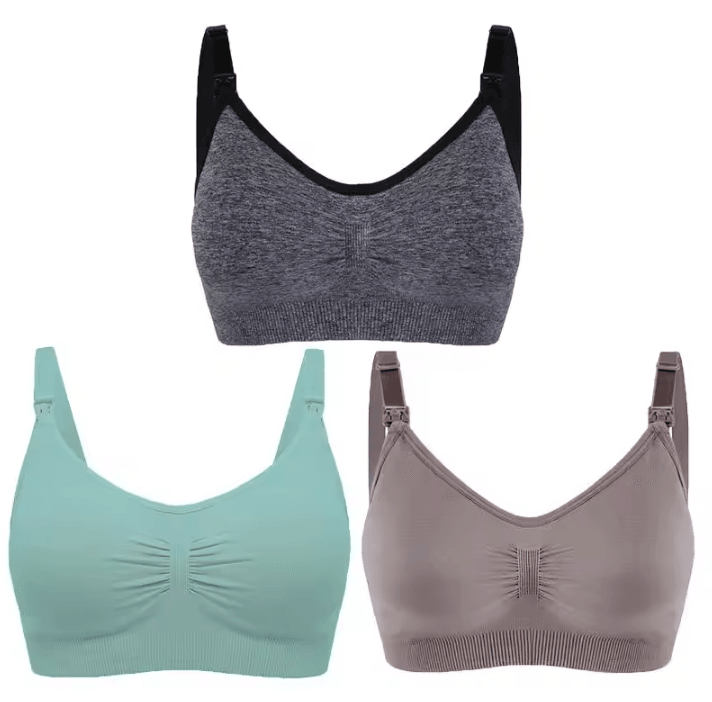 3pcs Maternity Nursing Bras Cotton Seamless Breathable Push Up Bra Set