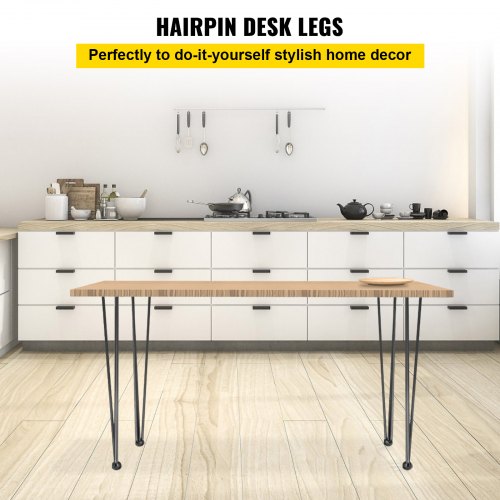 Hairpin Desk Legs, Black Rod Carbon Steel Furniture Legs, 880lbs Load Capacity for DIY Desk, Dining Table, Bench