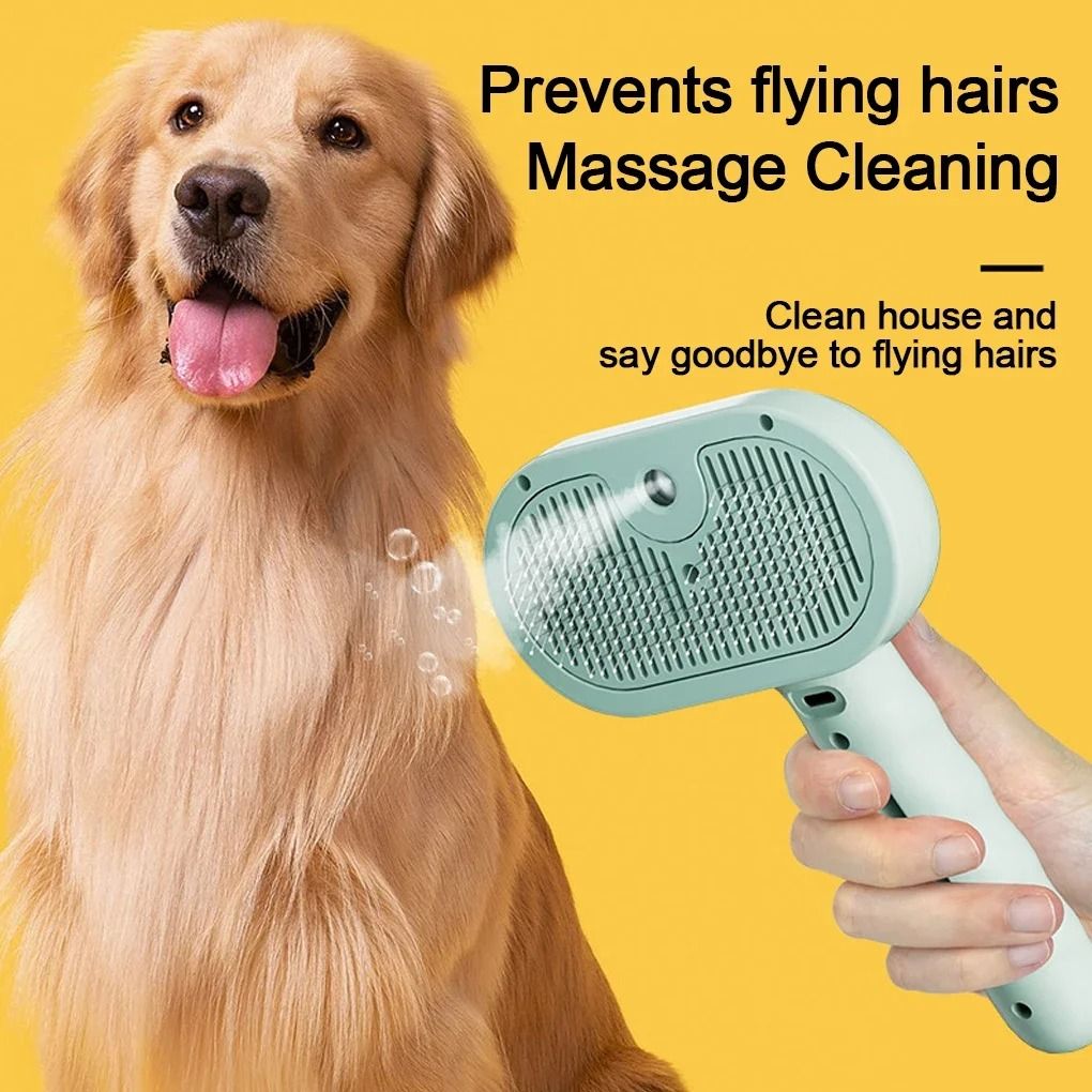 Steam Spray Dog Grooming Brush with Gentle Massage and De Shedding Care