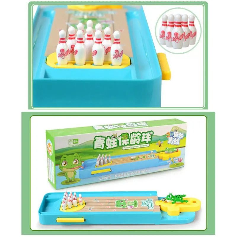 Mini Frog Bowling Game Interactive Desktop Toy for Kids and Family Play