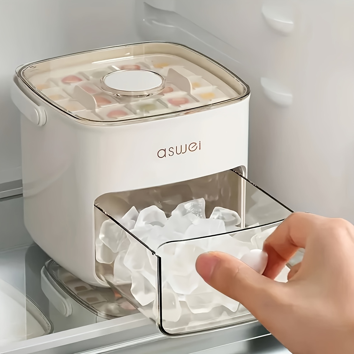 Food-grade Plastic Ice Cube Machine Compartment Easy Salad Large Capacity Storage Food-grade Plastic Freezer Storage