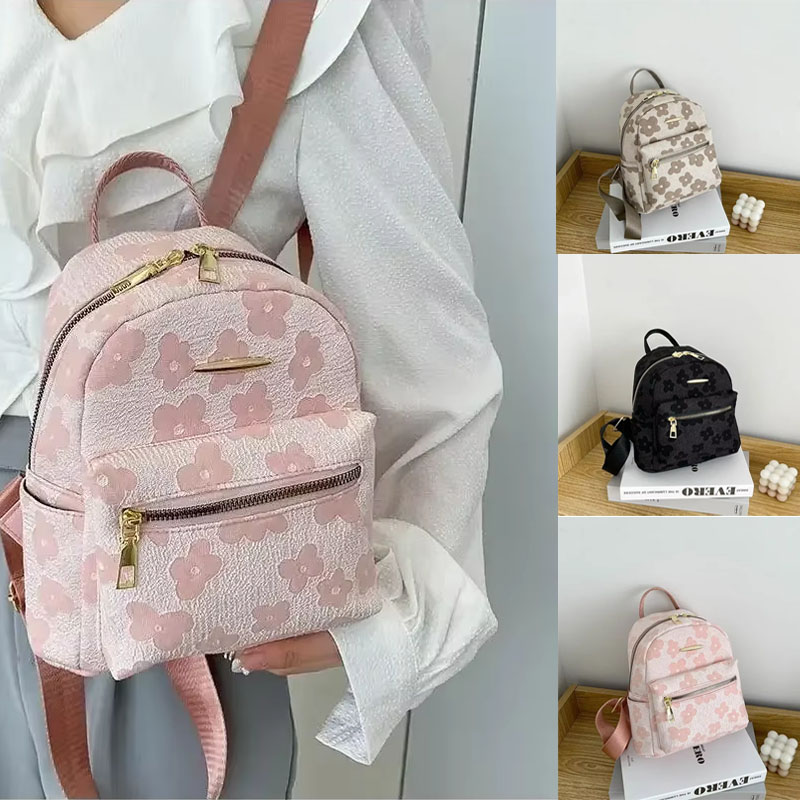 Floral Mini Leather Backpack for Women Small Shoulder Bag Phone Pouch Travel Purse