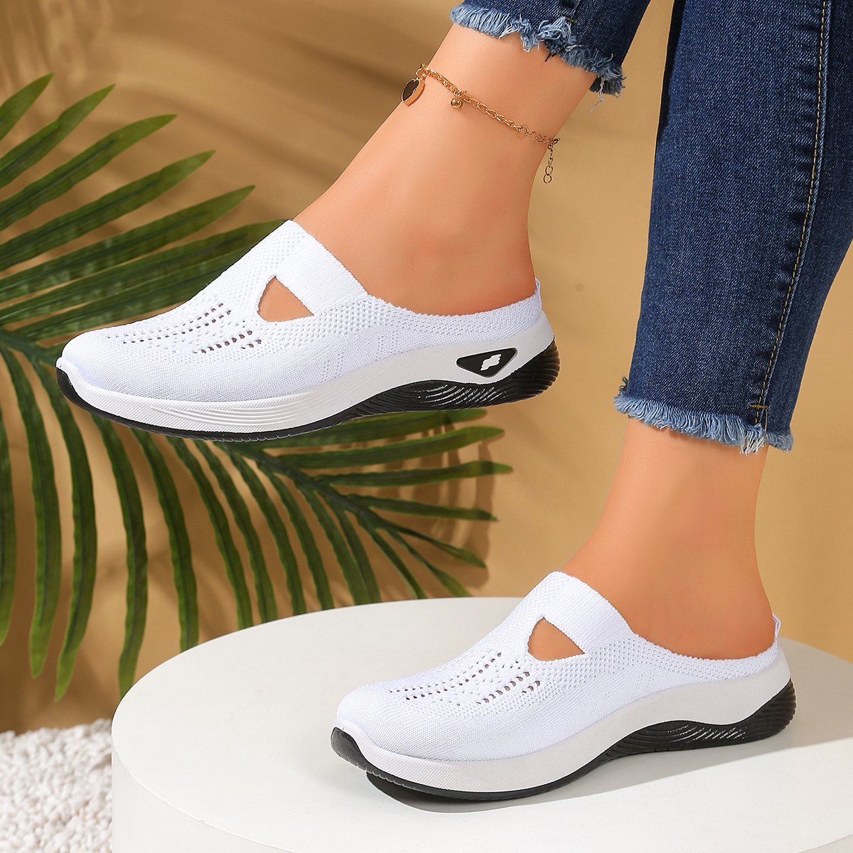 Comfortable Women Shoes for Home, Vent One Foot Half Slipper Womens Summer Shoes