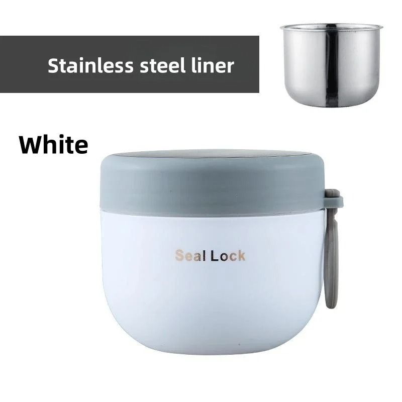 600ml Stainless Steel Lunch Box Reusable Soup Noodle Bowl Microwave Safe Food Container