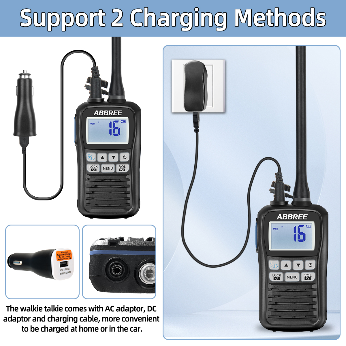 Waterproof Floating Marine Radio Walkie Talkie with NOAA Alerts and Long-Range VHF Communication