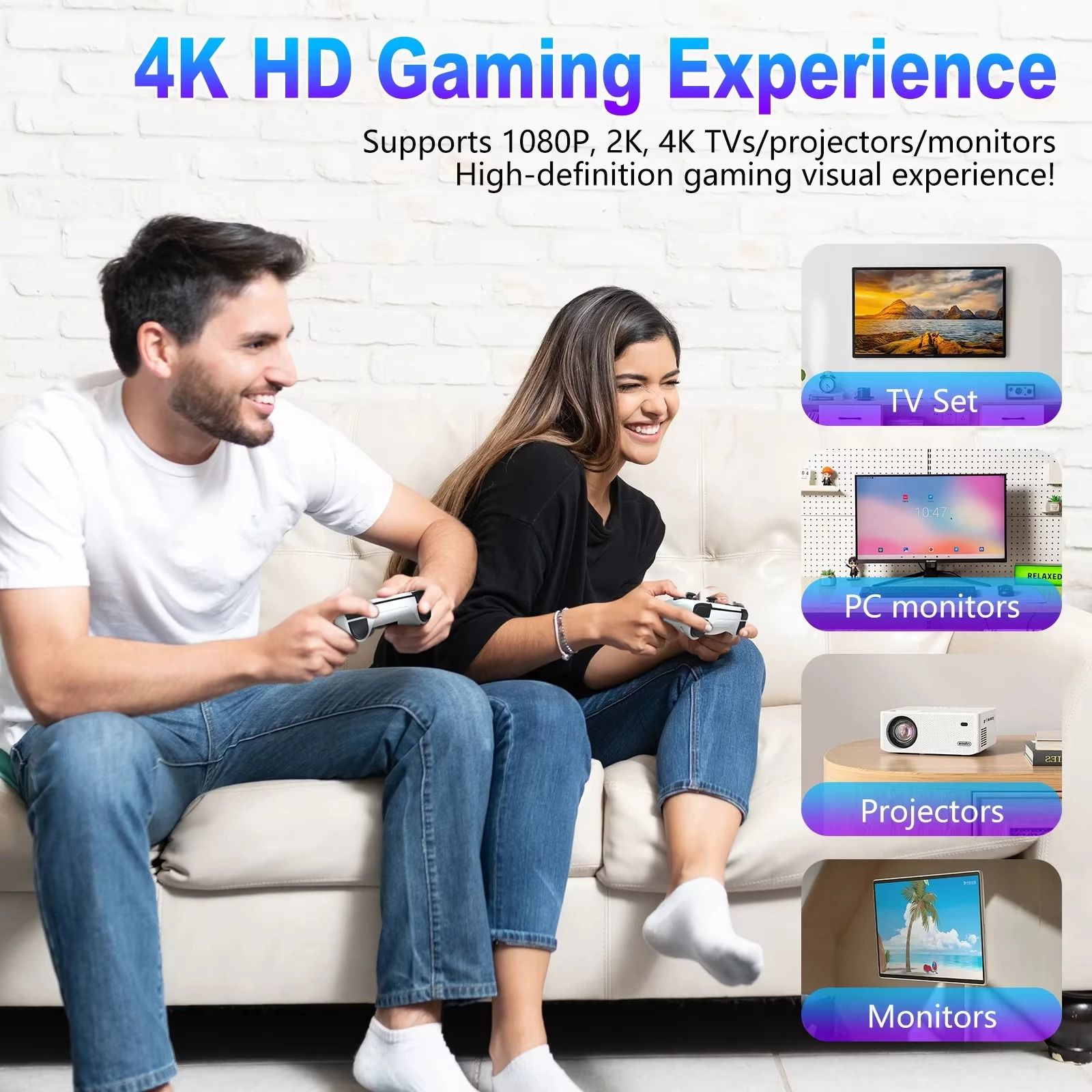 M15 4K Ultra HD TV Game Stick – Video Game Console with 20,000+ Retro Games – Dual Wireless Controllers