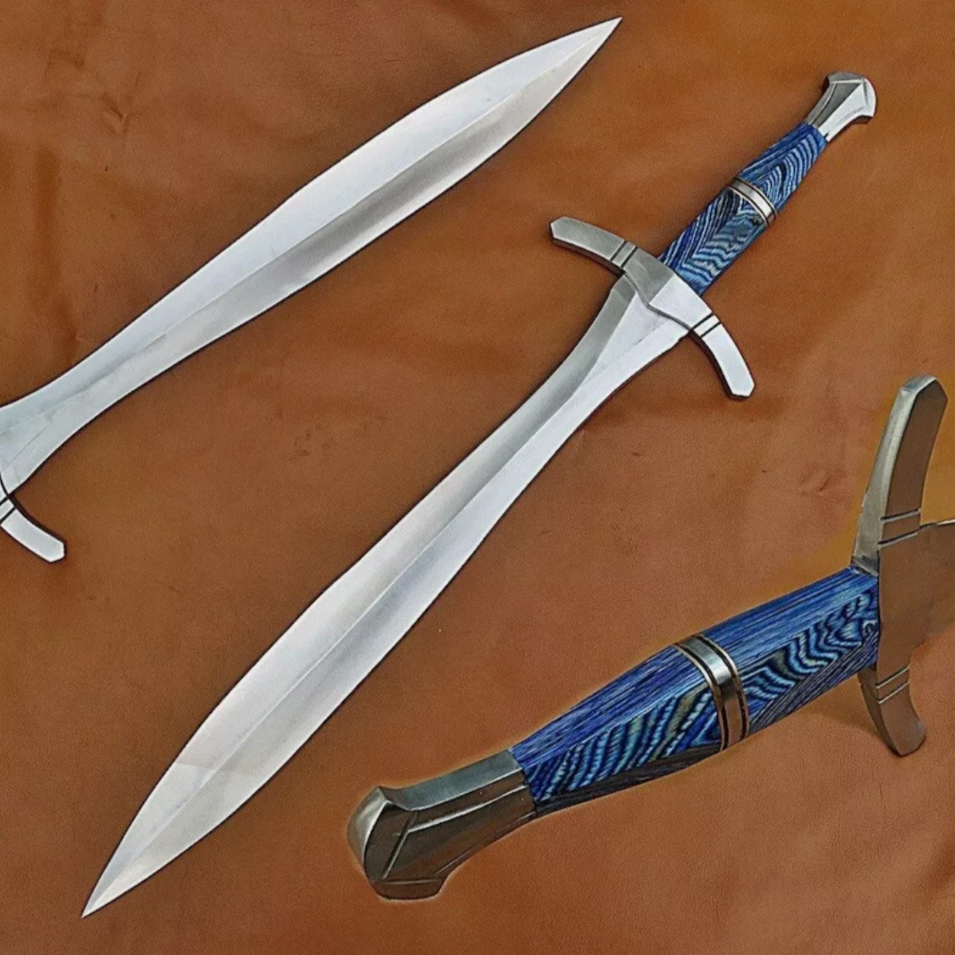 Custom Handmade Carbon Steel Blade Celtic Leaf Sword | Hunting Sword Camping