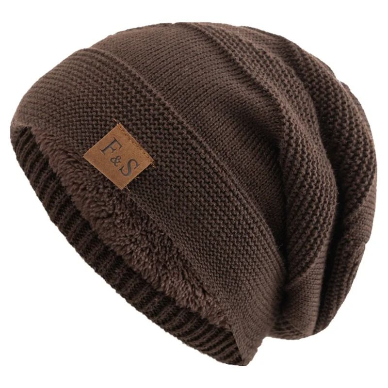 Unisex Slouchy Fur Lined Winter Beanie Hat