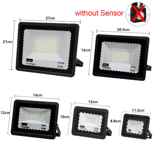 BrightSense Outdoor LED Floodlight with PIR Motion Sensor (10W–100W, IP66)
