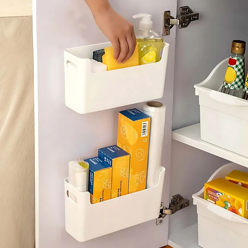 Non Perforated Cabinet Door Storage Rack for Kitchen Organization