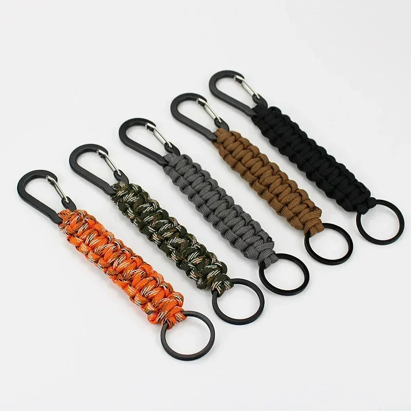 Premium Military Braided Paracord Keychain with Carabiner Essential Survival Gear for Outdoor Camping