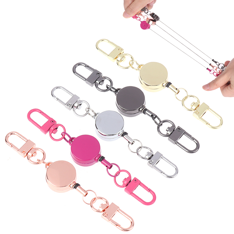 Sporty Retractable Keychain with Anti theft Design Easy to pull Durable Elastic Key Ring