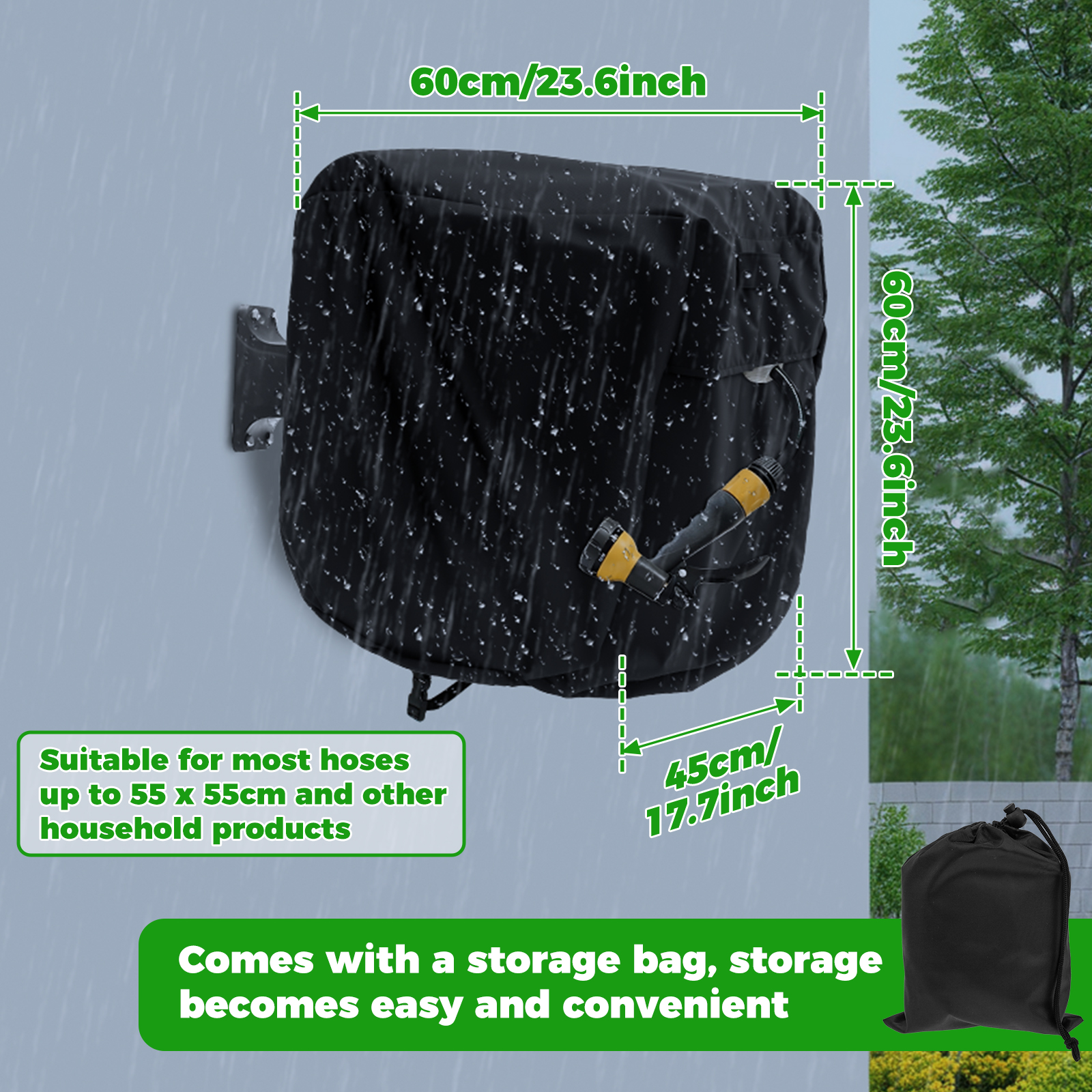 Adjustable Garden Hose Reel Covers, Hose Holder Cover, Waterproof Hosepipes Cover, Easy to Install Hose Reel Cart Cover
