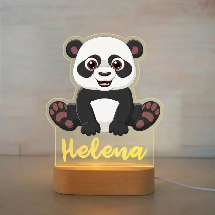 Personalized Kids Night Light Custom Name Animal Acrylic Lamp