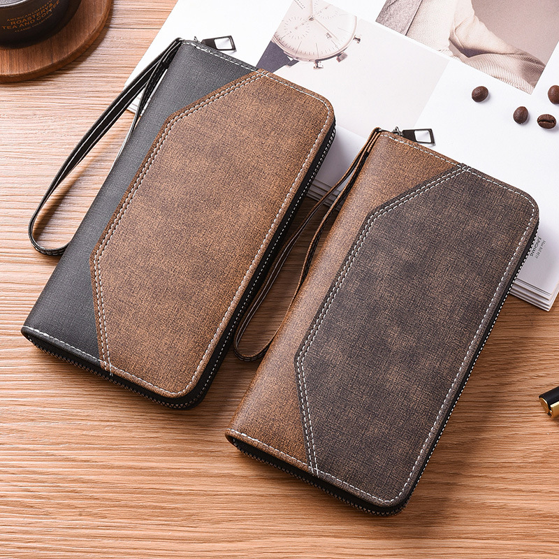 Vintage Mens RFID Leather Clutch Bag Genuine Crazy Horse Leather Money Wallet Phone Pouch & Coin Purse for Men