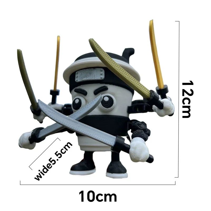 Cappuccino Assassino Coffee Ninja Figurine 3D Printed Desk Toy Italian Brainrot Collectible
