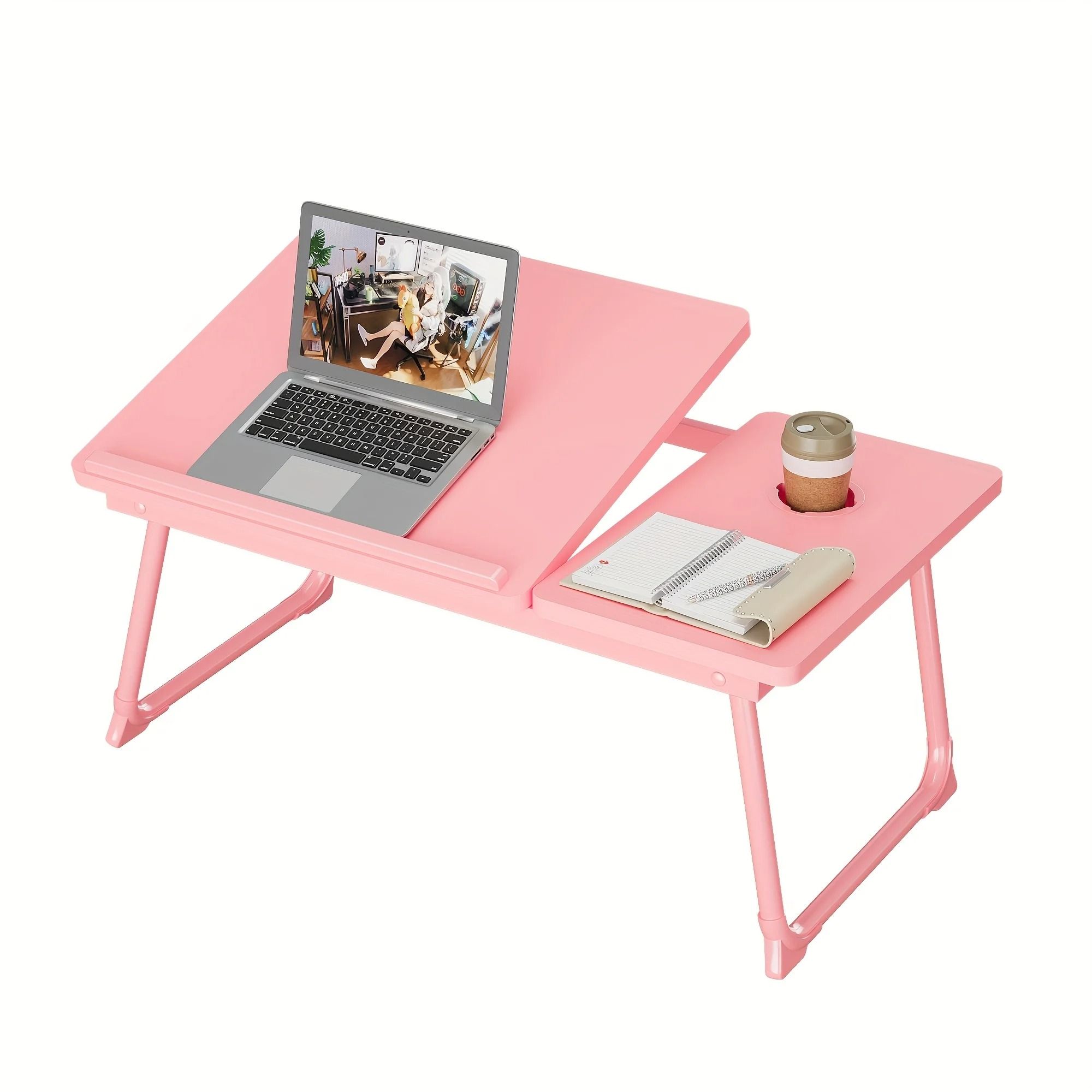 Foldable Laptop Bed Desk Tray with Cup Holder
