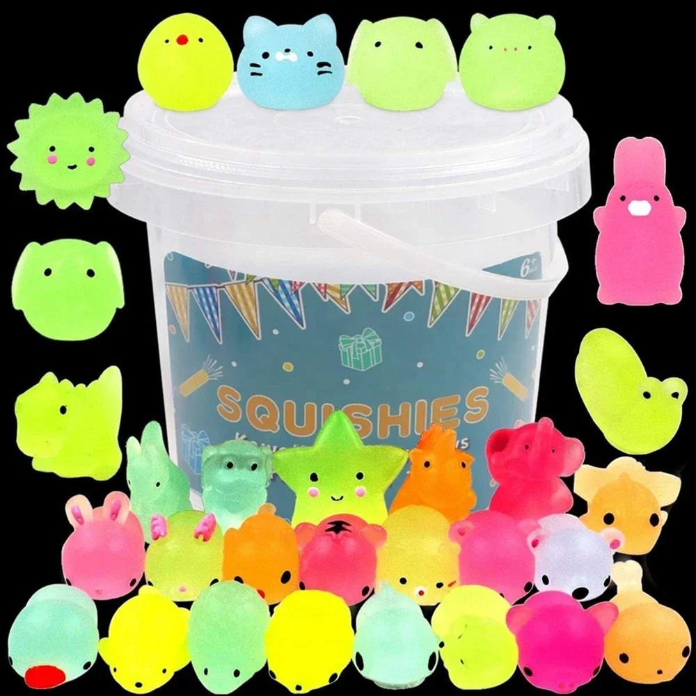 Glow in the Dark Animal Squishy Stress Toys Party Favor Set