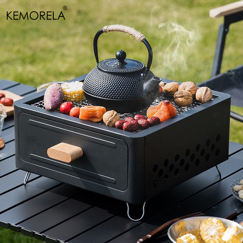 Heavy-Duty Outdoor BBQ Camping Stove Brazier Barbecue Grill Stove, Portable Charcoal Firepit for Tea Cooking Household