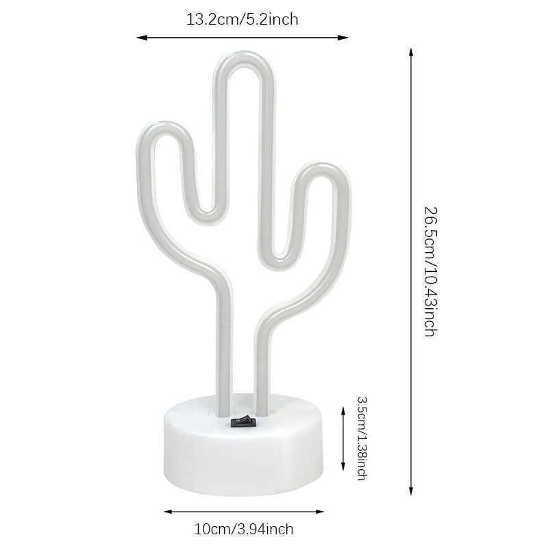Cactus Neon LED Sign Table Lamp with USB or Battery Power for Room Decor and Parties