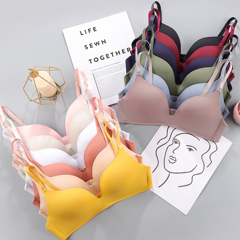 Women Seamless Bra, Sexy No Wire Push Up Underwear, Breathable Thin Bras, 10 Colors, Gathered for Girls, Female Bra