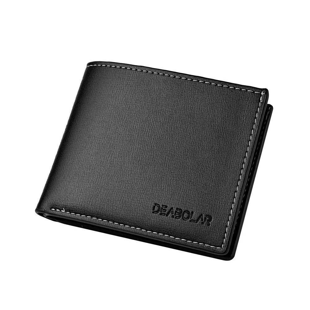 Mens PU Leather Short Wallet – Slim Folding Credit Card Holder