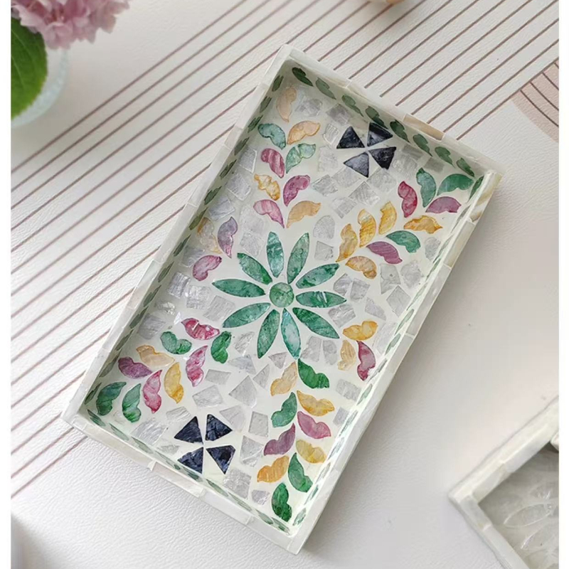 Colorful Storage Container, Rectangular Shell Tray, Decorative Storage Board