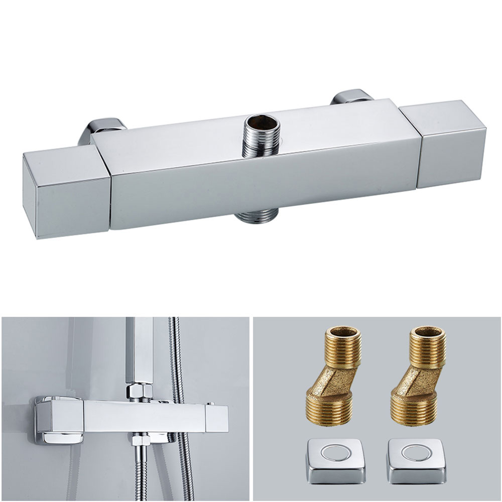 Wall Mounted Constant Temperature Stainless Steel Bathroom Shower Faucets, Bathtub Faucet Hot & Cold Water Mixer Valve