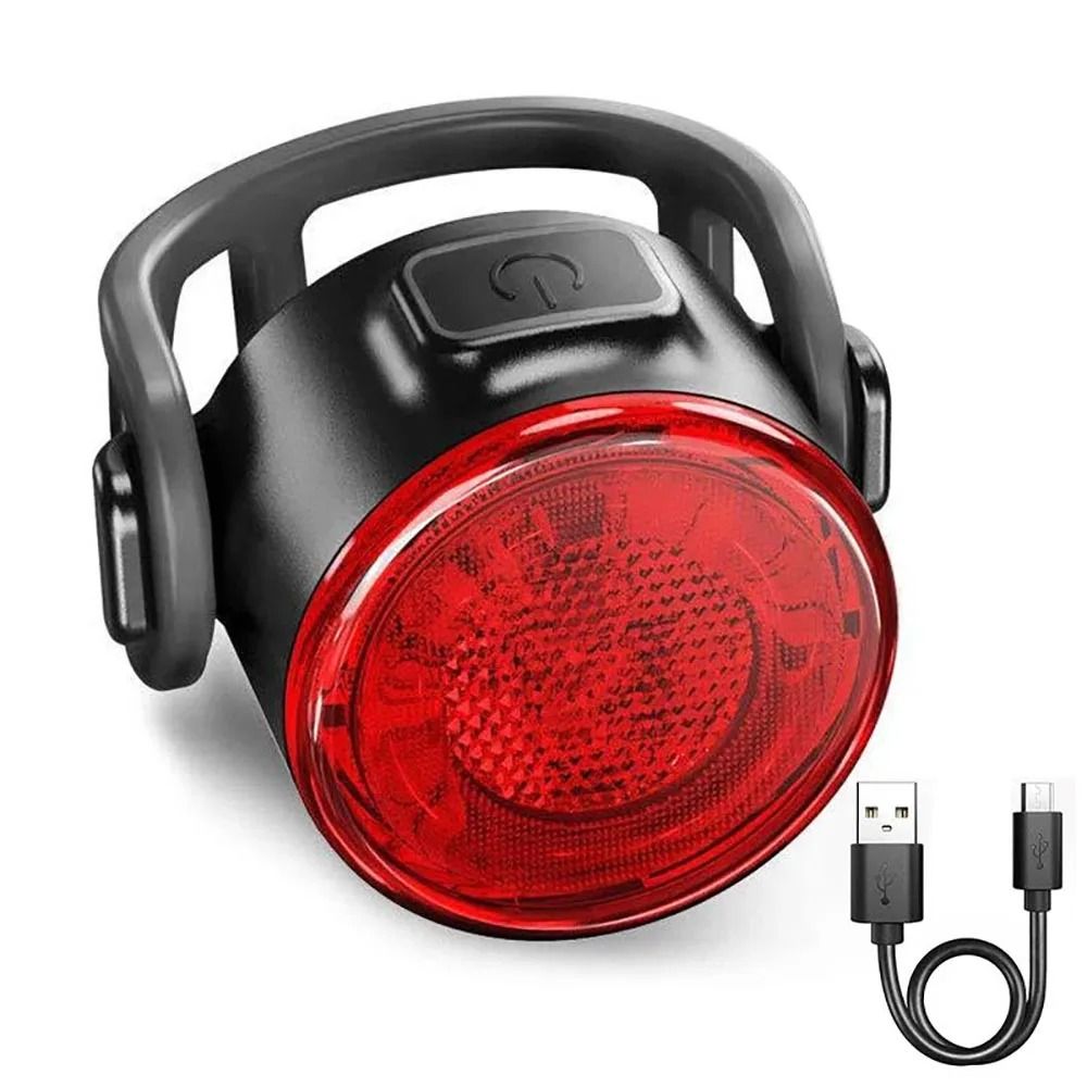 Increase your visibility and safety during night rides with this rechargeable bike light set featuring both front and re