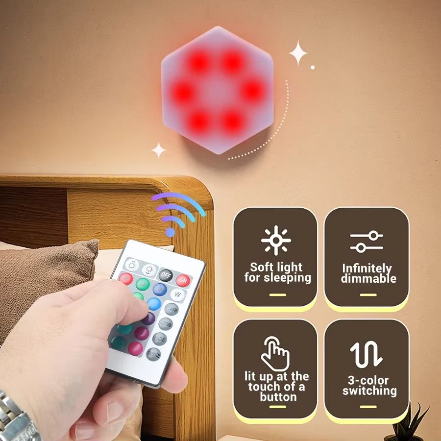 Modular Touch Control Honeycomb LED Wall Lights – 6-Piece Set