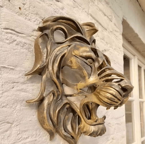 Gold Lion Head Wall Sculpture – Majestic Lion Head Wall Decor for Luxury Interiors