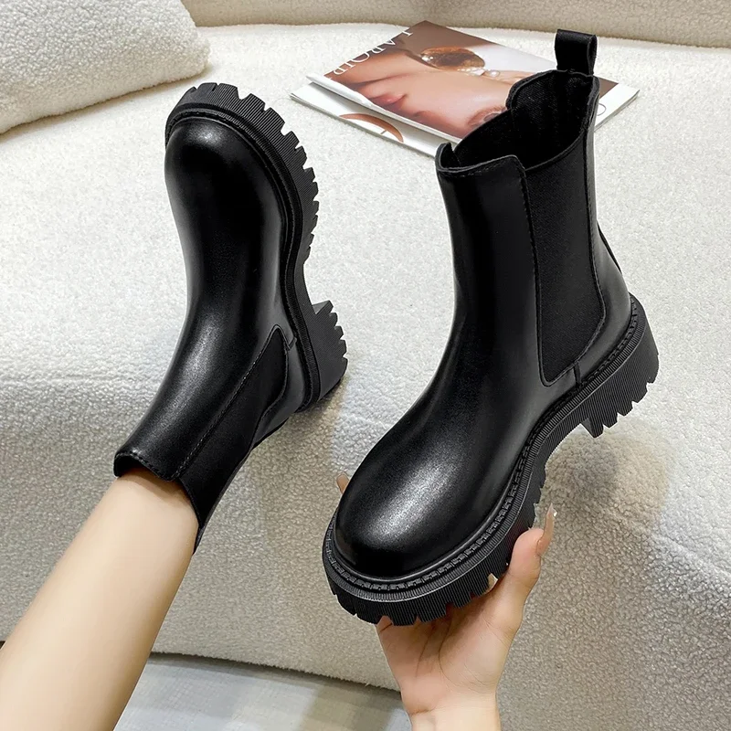 Women Elegant Autumn Fashion Short Boots New Thick-soled Comfortable Shoes for Outdoor Winter