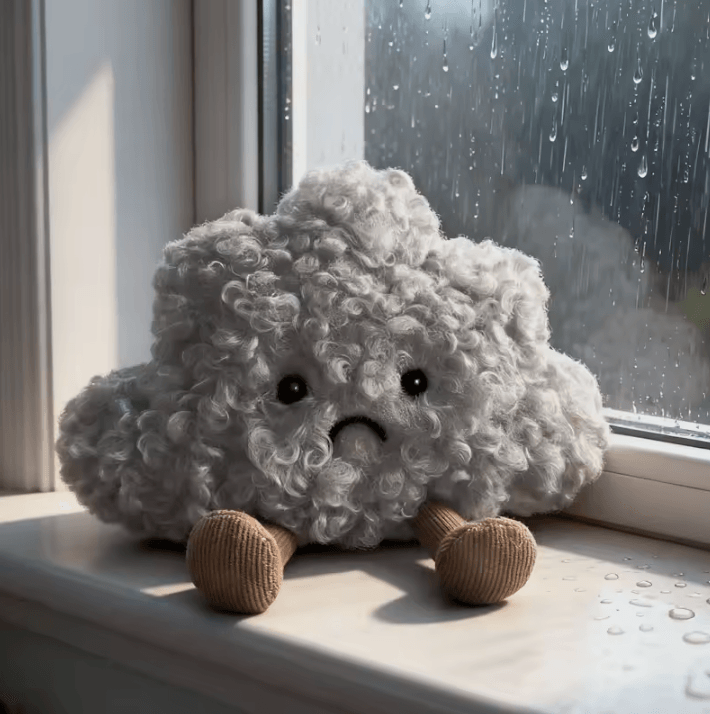 6.30 Inches Kawaii Sad Cloud Plush Pillow – Soft Gray Cloud Throw Toy Gift for Kids