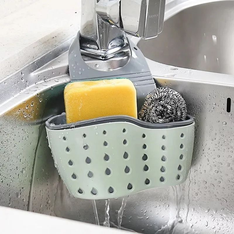 Kitchen Sink Holder Hanging Drain Basket and High-Performance Adjustable Soap Sponge Shelf