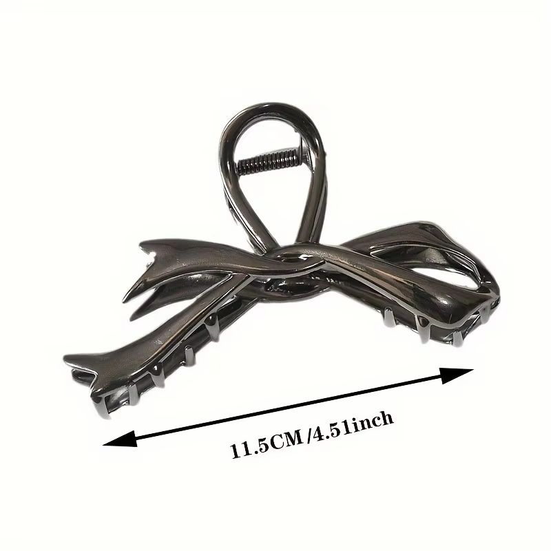 RibbonCharm bow hair claw – Vintage Metal Ribbon Clip for Ponytails & Updos