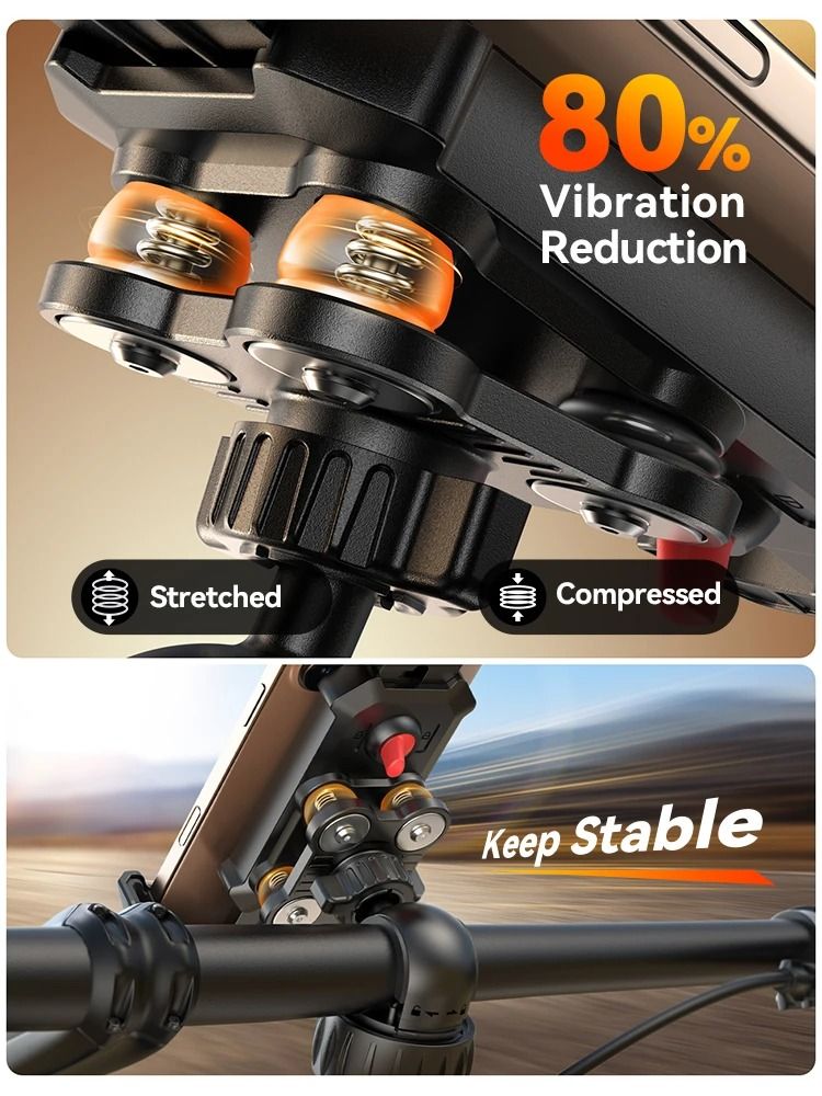 Anti-Shake Bike Phone Holder – Quick-Install Mount with Vibration Dampener