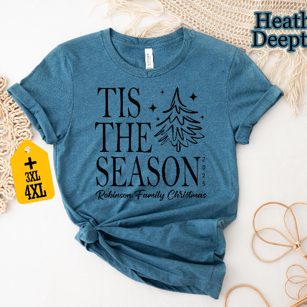 Tis The Season Christmas Shirt Personalized Family Matching Xmas Tree Holiday Tee