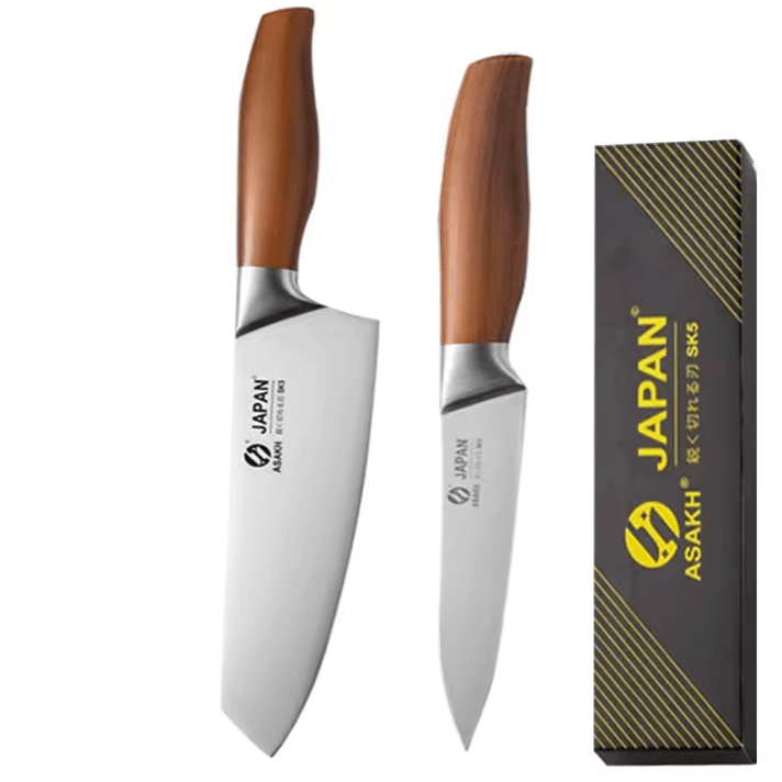 Professional Japanese Kitchen Knives Set with Chef, Santoku, Fillet, and Cleaver