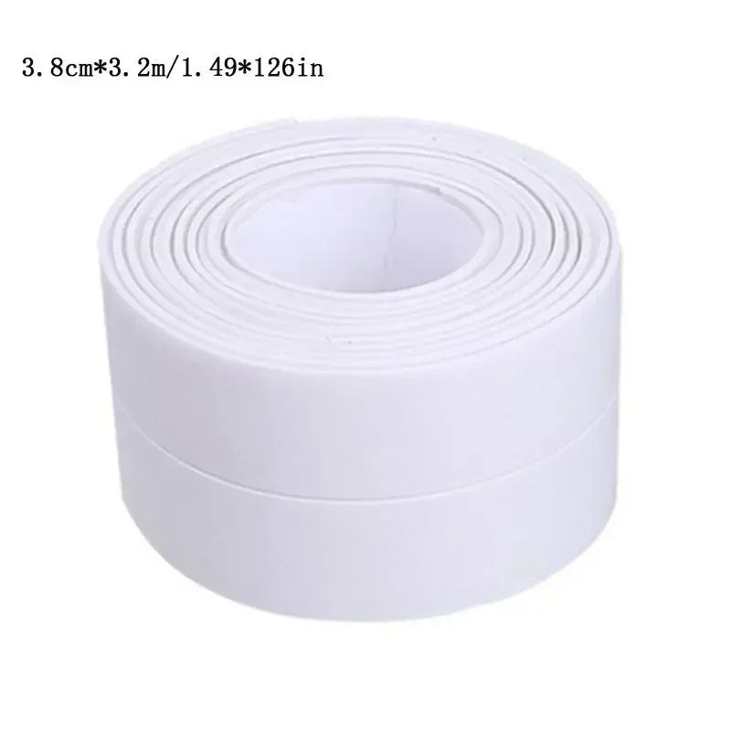 PVC Waterproof Sealing Tape 3.28 ft / 10.50 ft – Self-Adhesive Bathroom Sink, Shower and Bathtub Seal Strip