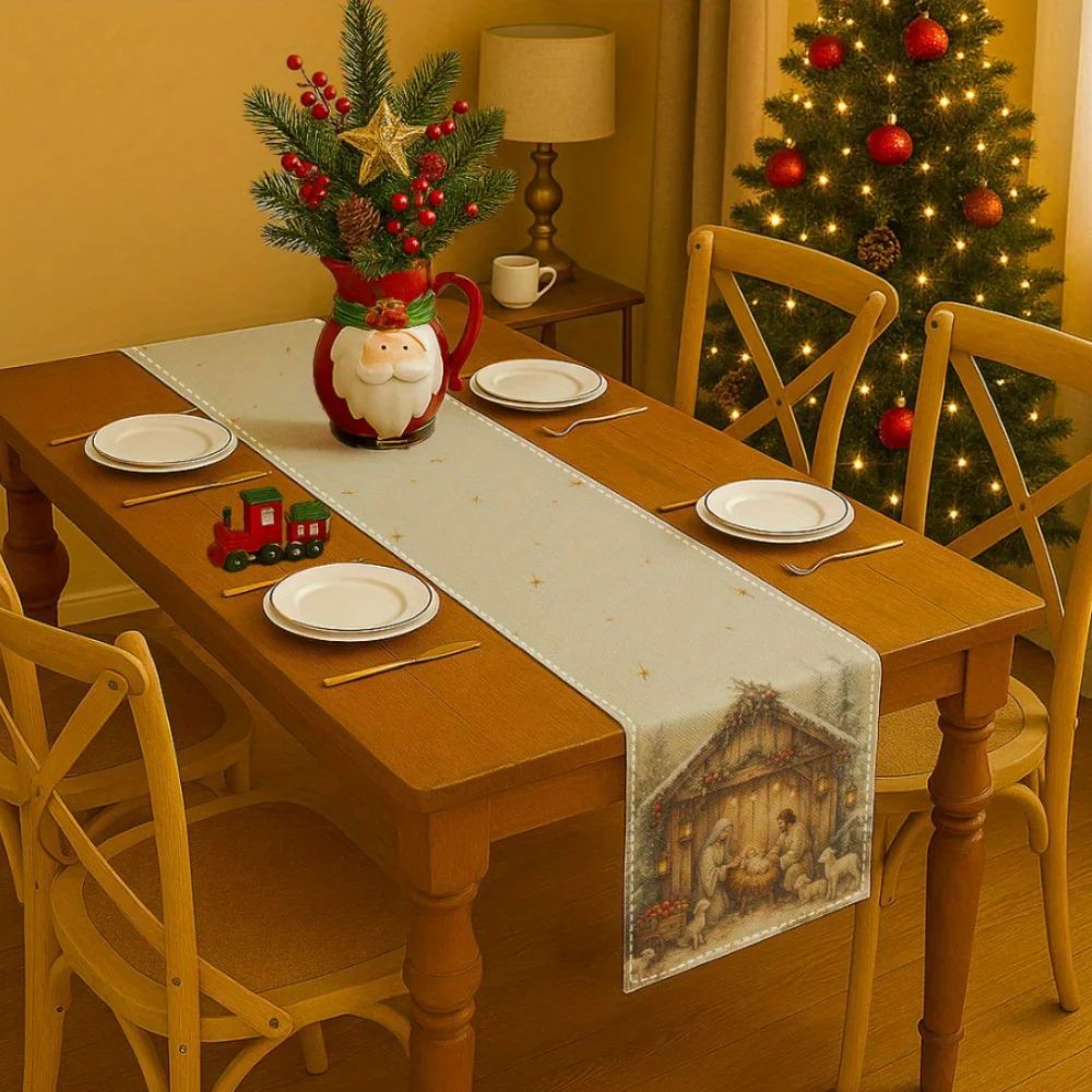 Nativity Christmas Table Runner Decor